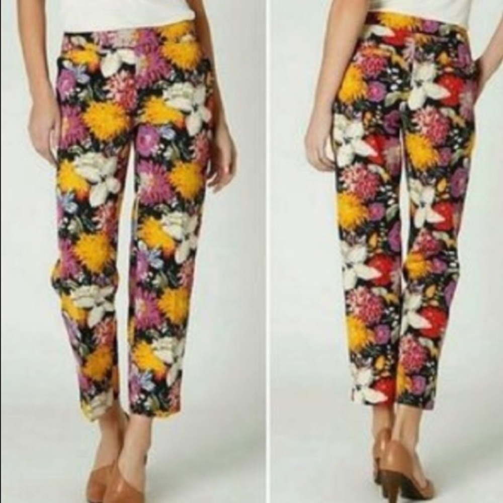 Anthropologie Elevenses Floral Boho Chino Pants